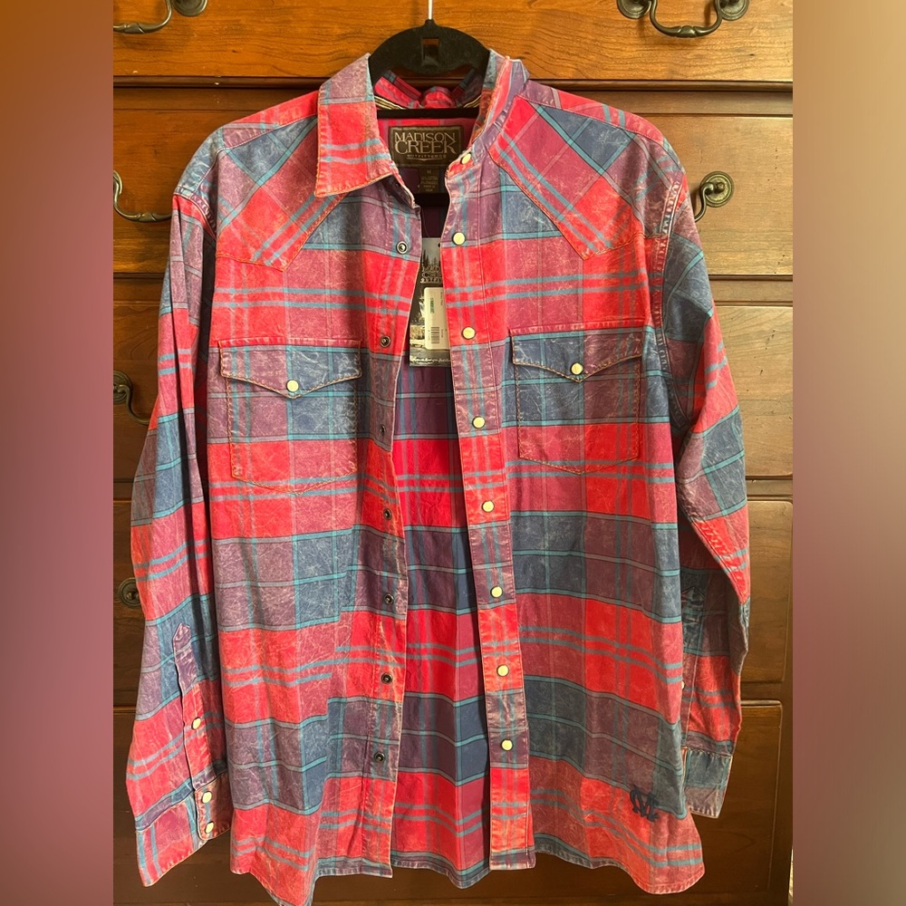 Madison creek Bisley plaid snap button down